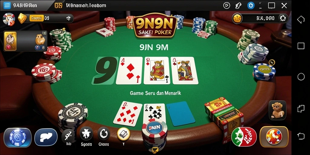 Gameplay seru di 9N9N menunjukkan momen penting di meja poker.