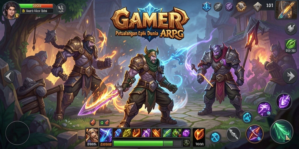 Tampilan screenshot utama GAMERP menampilkan aksi pertarungan yang intens.