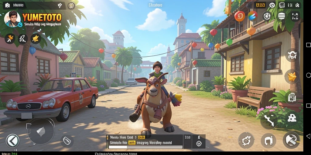 Tampilan gameplay menarik dari YUMETOTO dengan karakter unik dan aktivitas yang beragam.